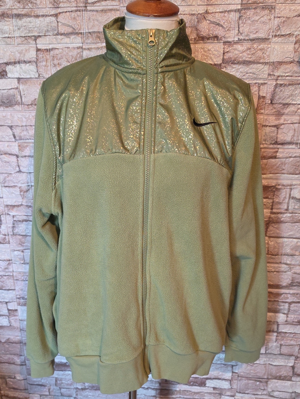 Nike Green Fleece Jacket with Shiny Yoke